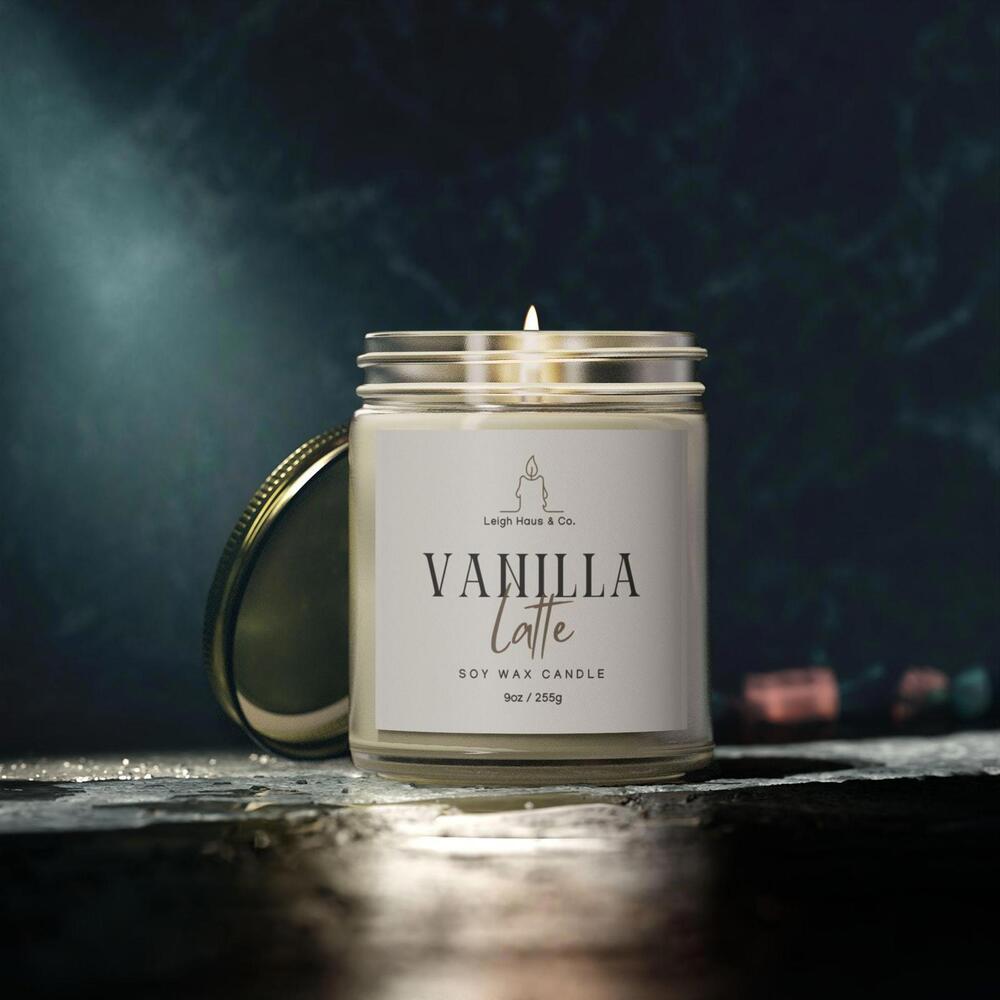 Vanilla Latte Scented Soy Candle - Relaxing Aromatherapy, Housewarming Gift